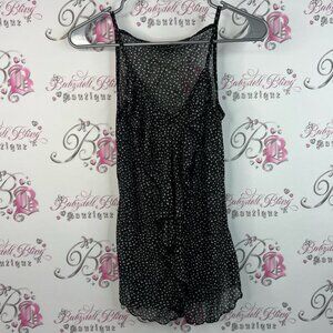 Smart Set tank top ruffle detail dotted Black and White Polka Dot Chemise